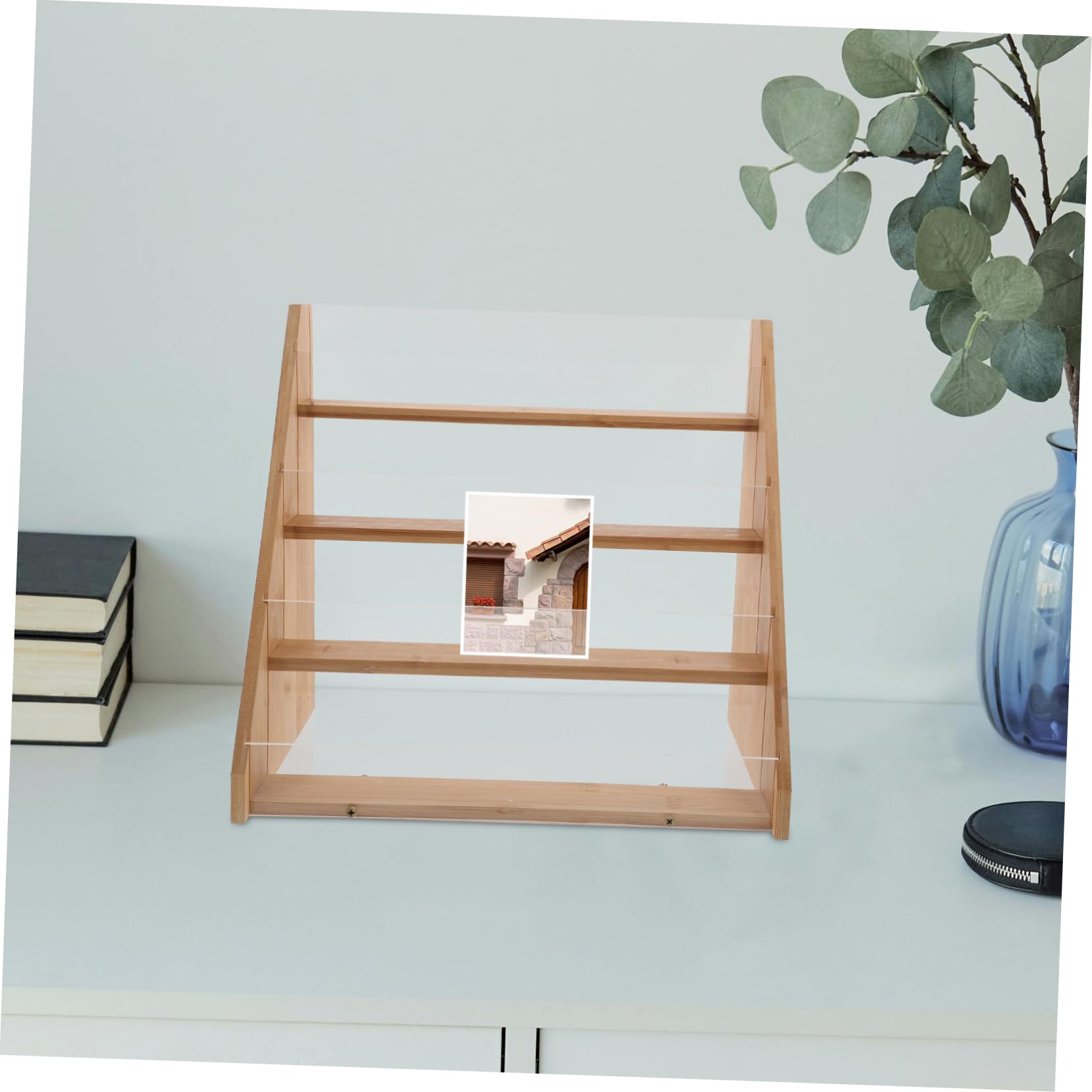 Présentoir pour et Ranger Cartes Design Multilayer Organisateur de Cartes de en Bambou et Acrylique Support Pratique pour et Ranger Cartes pour Mariages et Anniversaires