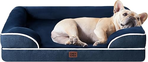Miniatura 183 de EHEYCIGA – Cama ortopédica mediana impermeable para perros medianos, de espuma viscoelástica tipo caja de huevos, con bordes elevados y base