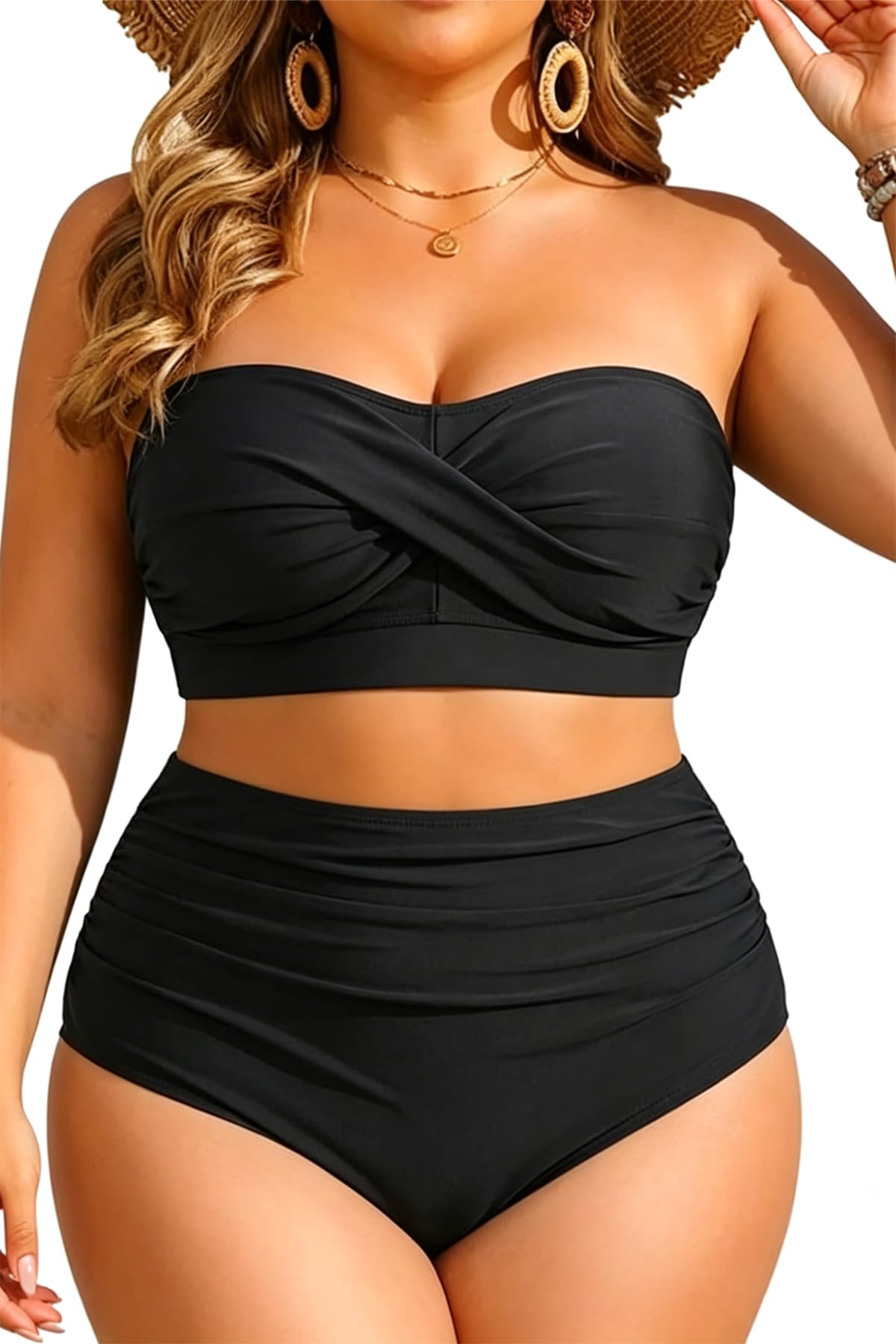 Yonique High Waisted Bandeau Bikini
