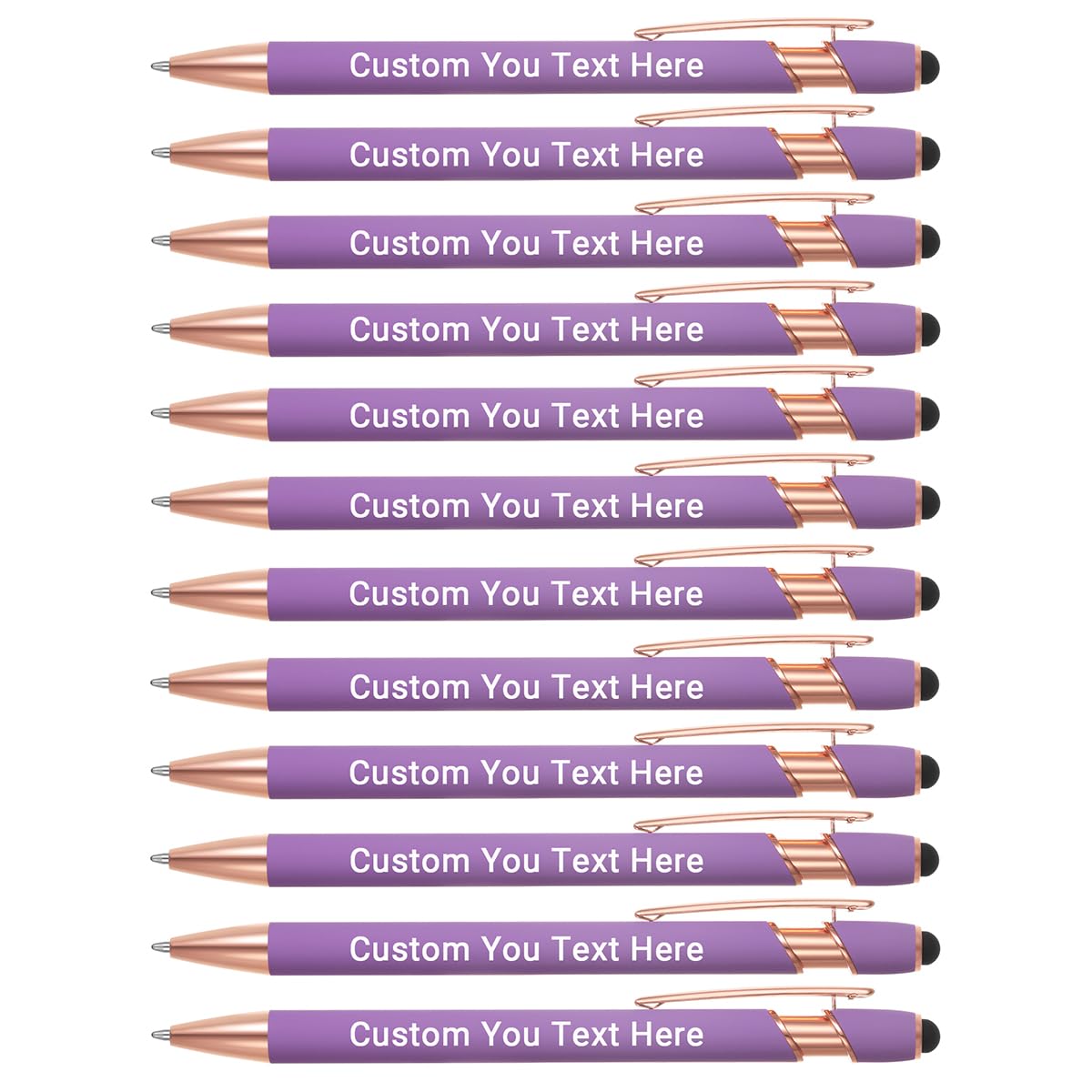 Zoonnis 60 Pcs Personalised Ballpoint Pens with Stylus Tips for Business Personalized Engraved Pen In Bulk for Women Men with Name Text Customised Pen Writing Custom Pen With Black Ink for School