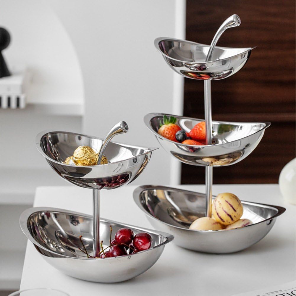 Corbeille À Fruits À 2 Niveaux, Support De Service, Bol De Service, Bols De Cuisine pour Le Stockage des Fruits Légumes, Plateau À Gâteaux, Desserts pour Les Fêtes