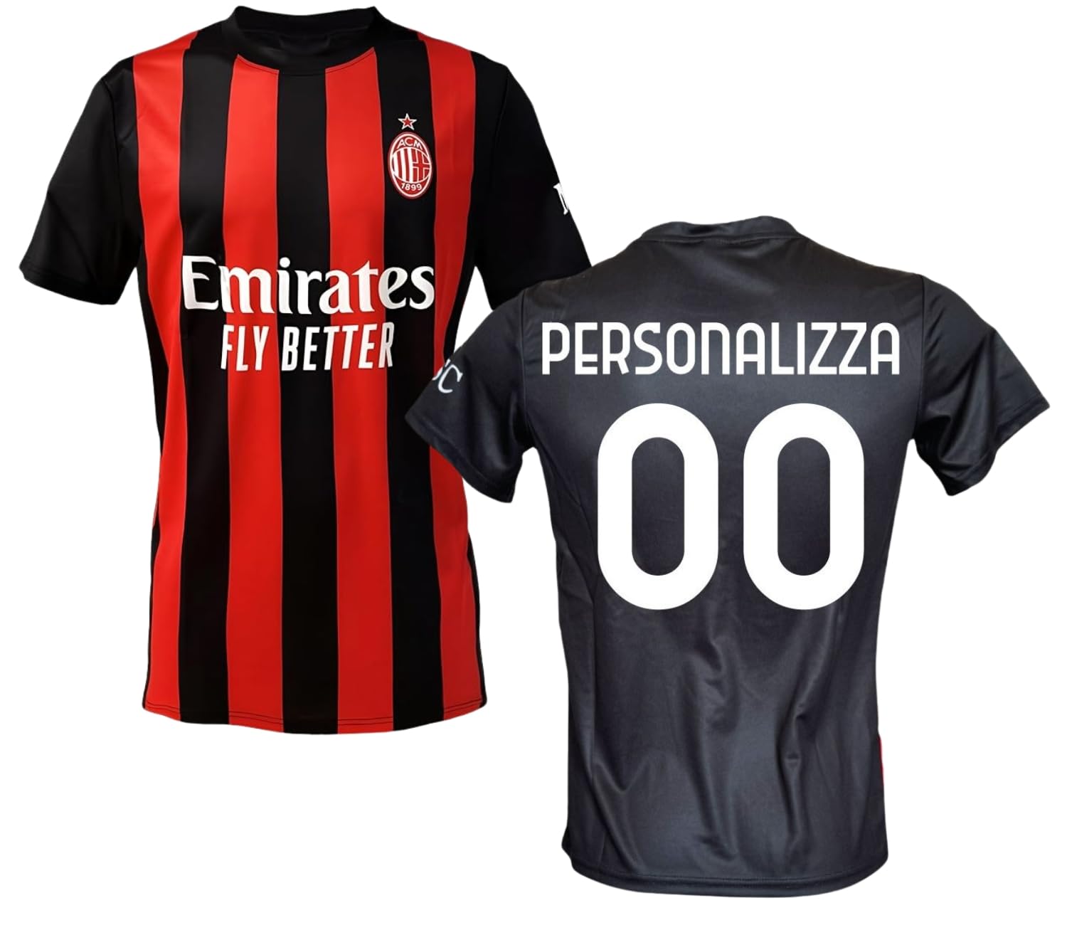 Maglia Milan Personalizzata Replica Ufficiale Autorizzata 2025-2026 Bambino (Taglie-Anni 4 6 8 10 12) Adulto (S M L XL XXL)