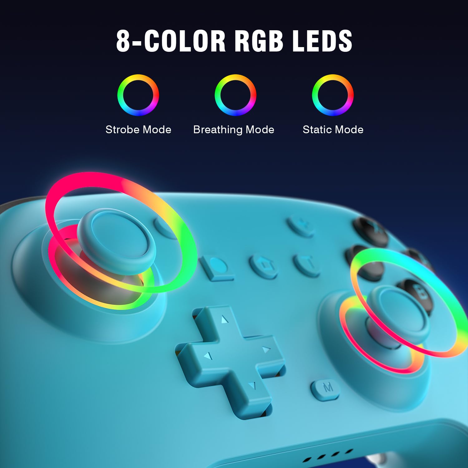 Deepdawn Wireless Controller for Nintendo Switch/Switch 2/Lite/OLED/PC - Ergonomic Gamepad with Turbo, Programmable Buttons, RGB Lighting, Wake-up Function & Dual Vibration