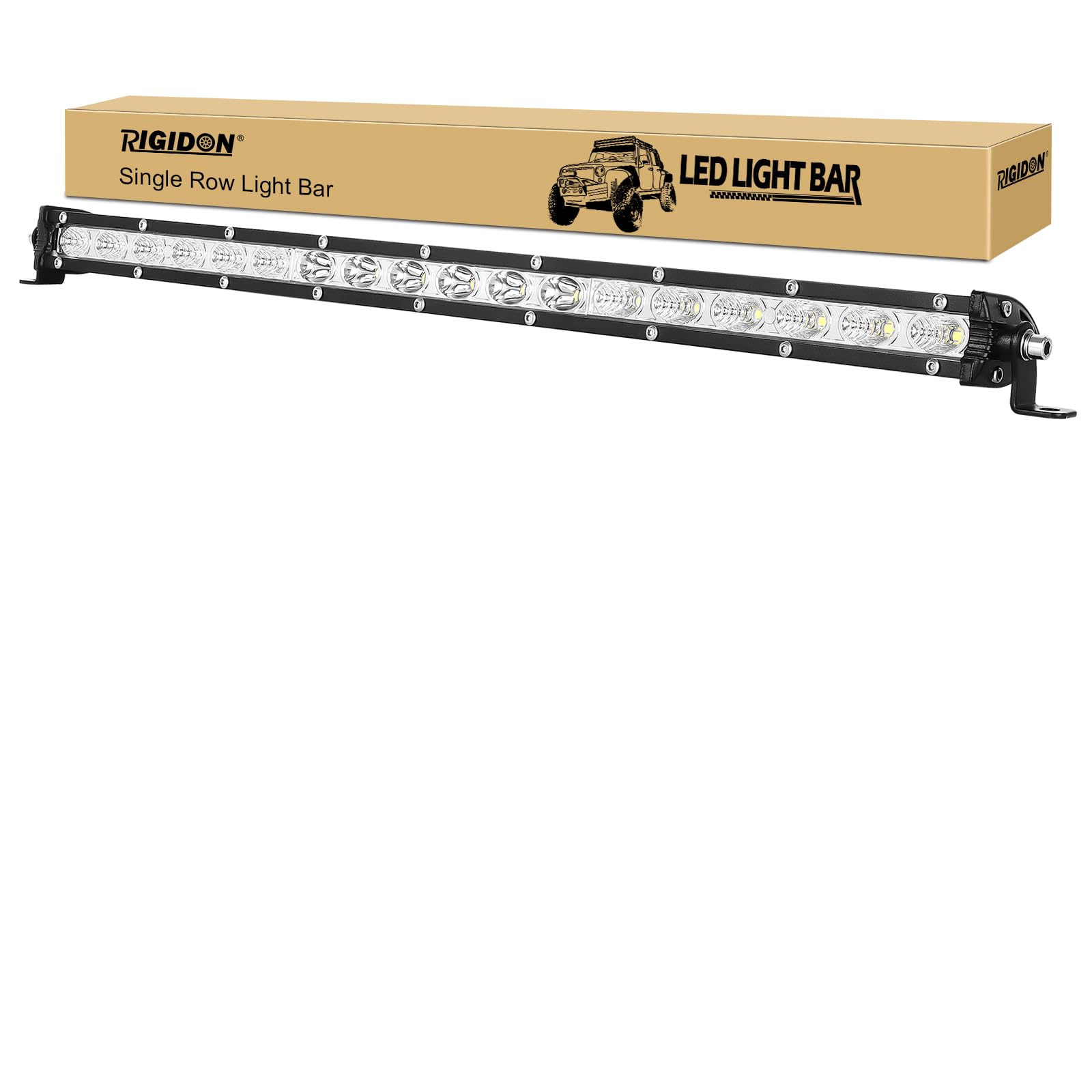 RIGIDON Schmal einzelne Reihe Led lichtleiste kfz, 12V 24V 20 Zoll 50cm 90W Flood Spot Combo Beam Offroad Beleuchtung für SUV ATV, UTV, Traktor, LKW, Fahrzeuge, 6000K Weiß led nebelscheinwerfer