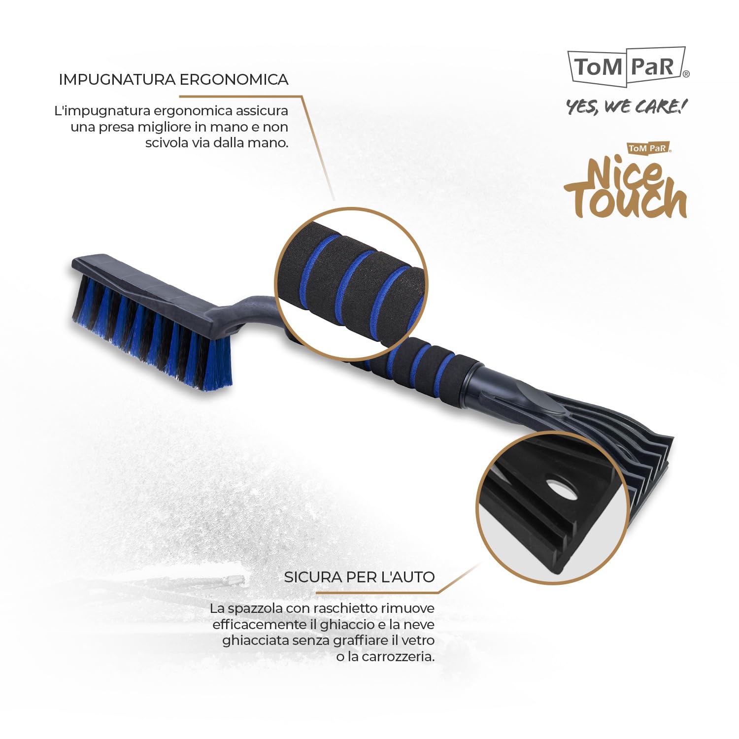 ToM PaR Spazzola e Raschietto per Ghiaccio 2 in 1 50 cm Blu