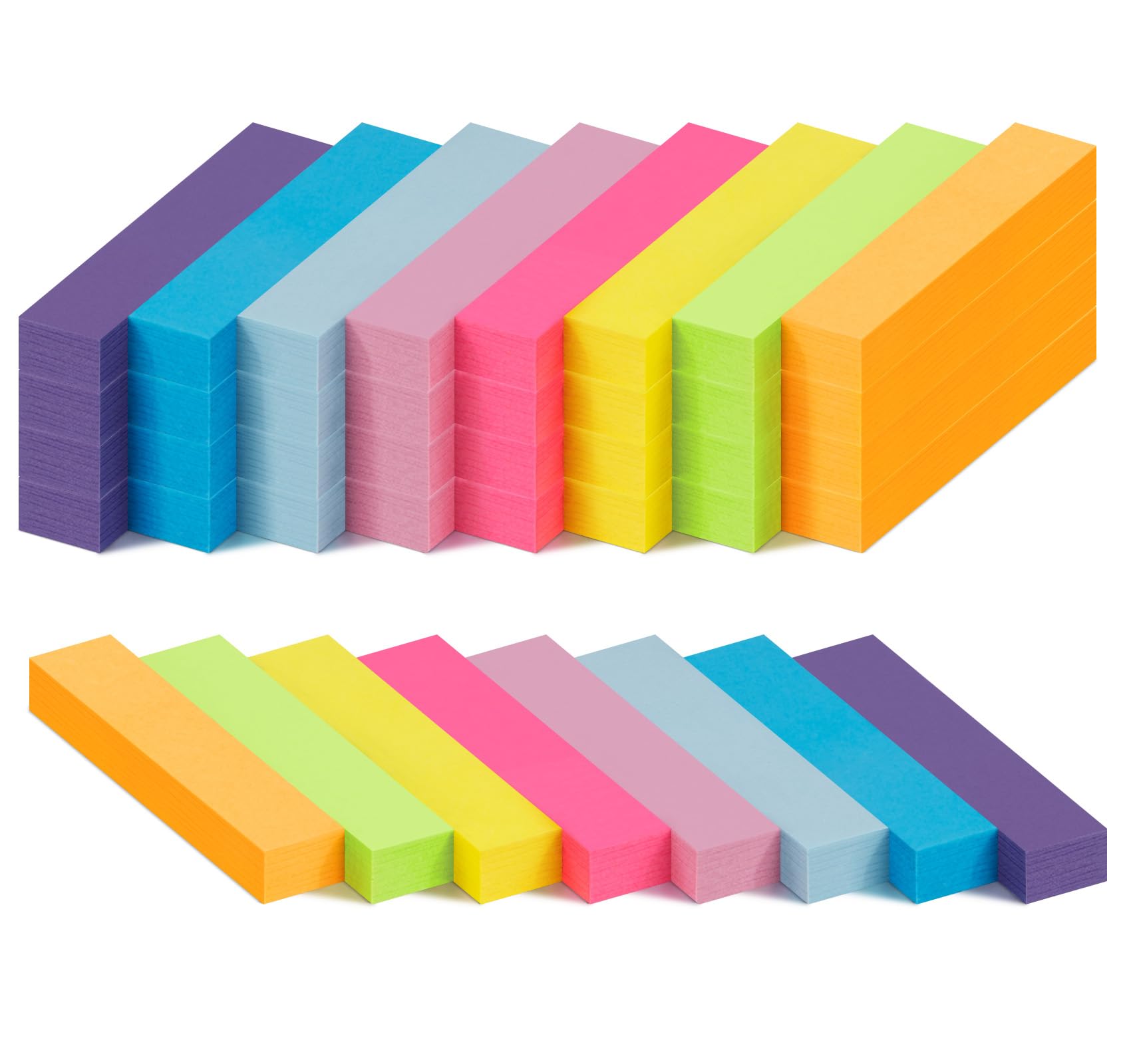 Karteczki samoprzylepne, małe, 4000 sztuk, 15 x 50 mm, wąskie, 8 kolorów, kolorowe karteczki samoprzylepne do zaznaczania, do szkoły, biura, domu, podświetlania lub kodowania kolorami
