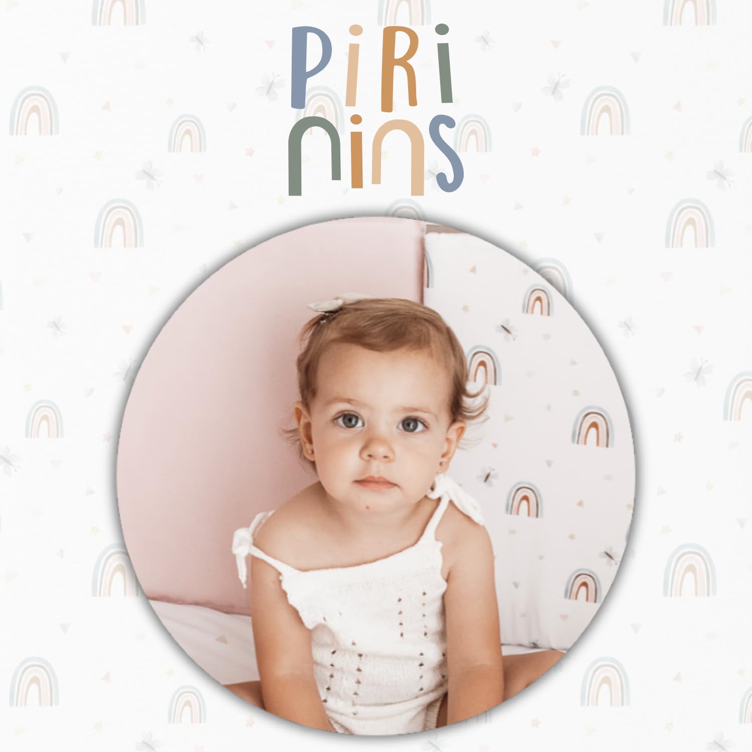 Nido Blando Bebe,100% Algodon Organico,Seguridad para bebé,Reductor Cuna,Capullo de colecho, Mini Cuna Recien Nacido, Moises Envolvente, Transpirable,Ideal Viajes, Industria España (Arcoiris)