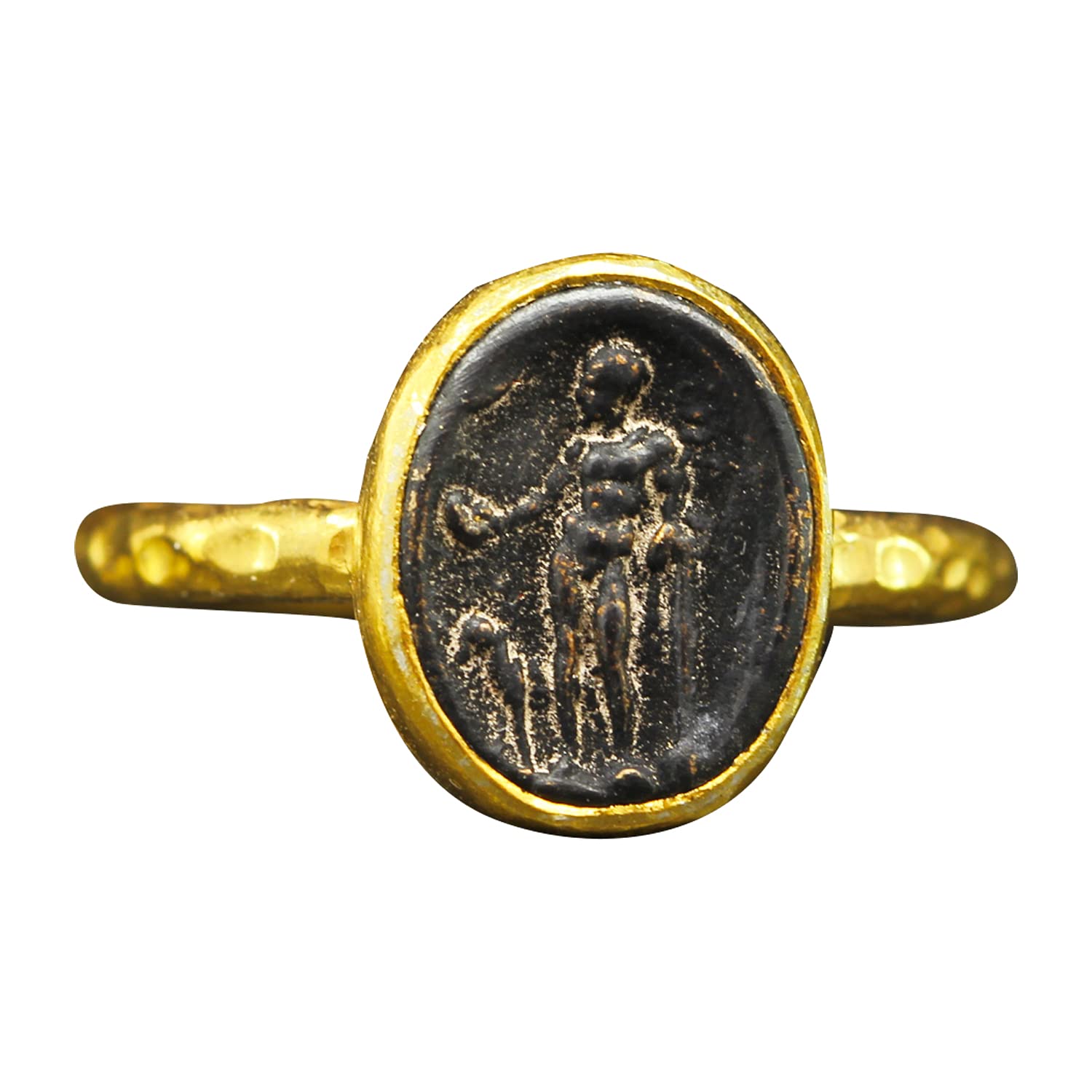 Caprixus Signet Ring 925 Sterling Silver Ring Ancient Coin Ring 24K Gold Vermeil Designer Handmade Rings for Women Hammered Pinky Ring Turkish Fine Jewelry