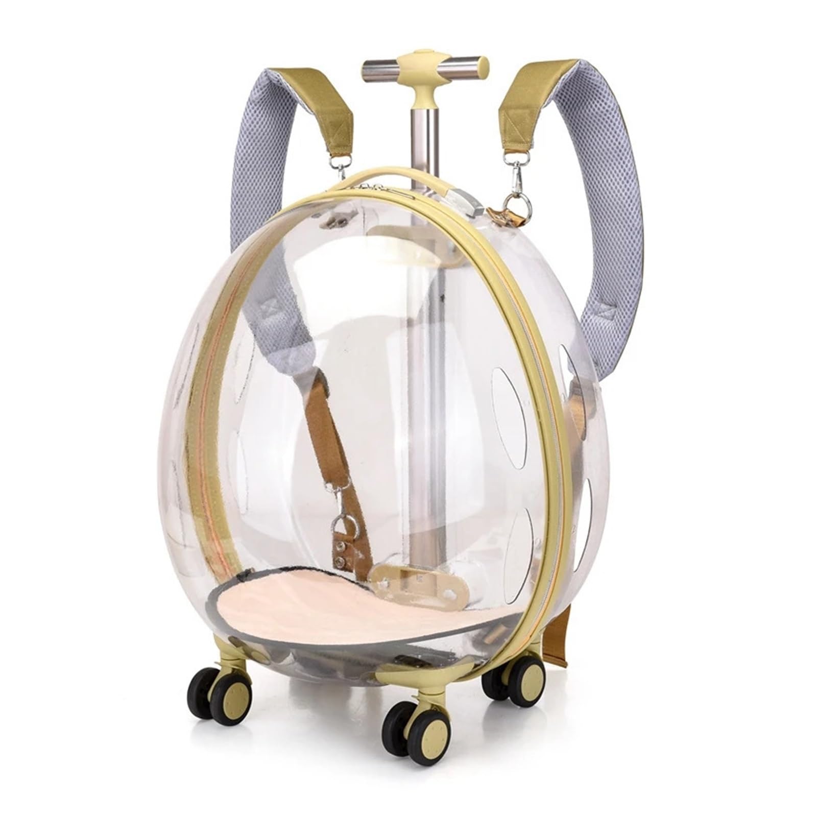 Maleta for Mascotas, Cubierta de Carrito Transparente, Bolsa for Gatos, cápsula Espacial portátil for Perros, Mochila de Gran Capacidad for Gatos (Color : Khaki Transparent)