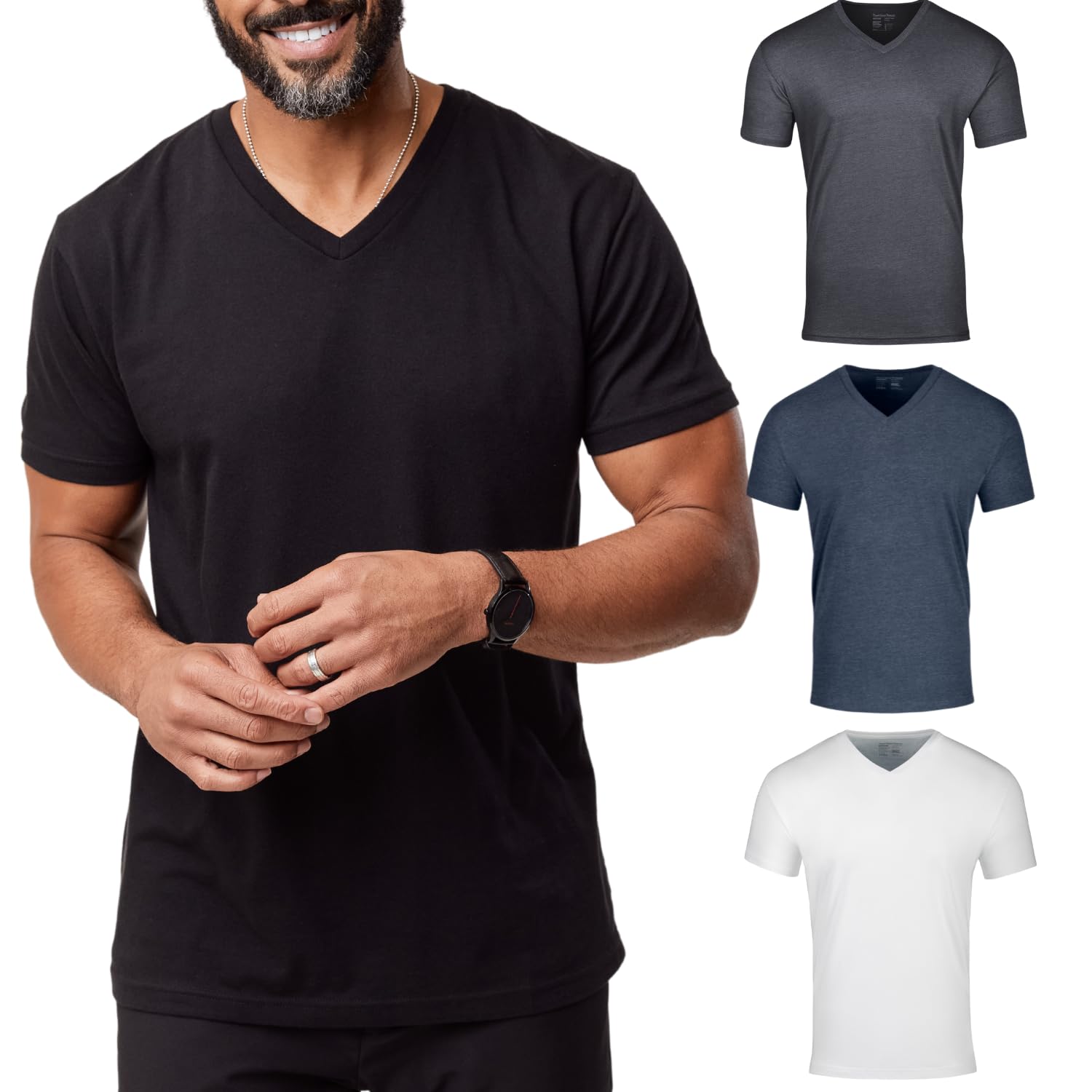 Fresh Clean ThreadsBlack V-Neck T-Shirt for Men-Soft & Fit Mens V Neck Shirts-Cotton Poly Blend-Pre Shrunk Premium Tee, Black Pack of 1, XX-Large