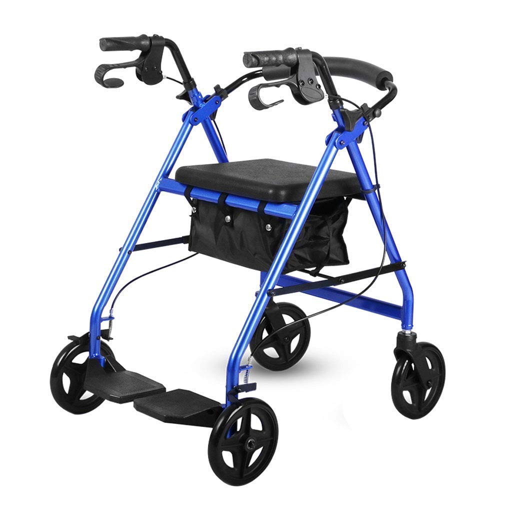 Chodzik Rollator z siedziskiem i torbą do przechowywania, chodzik na kółkach z blokowanymi hamulcami, wózek transportowy dla osób w podeszłym wieku-regulacja wysokości-wózek na zakupy Interesting