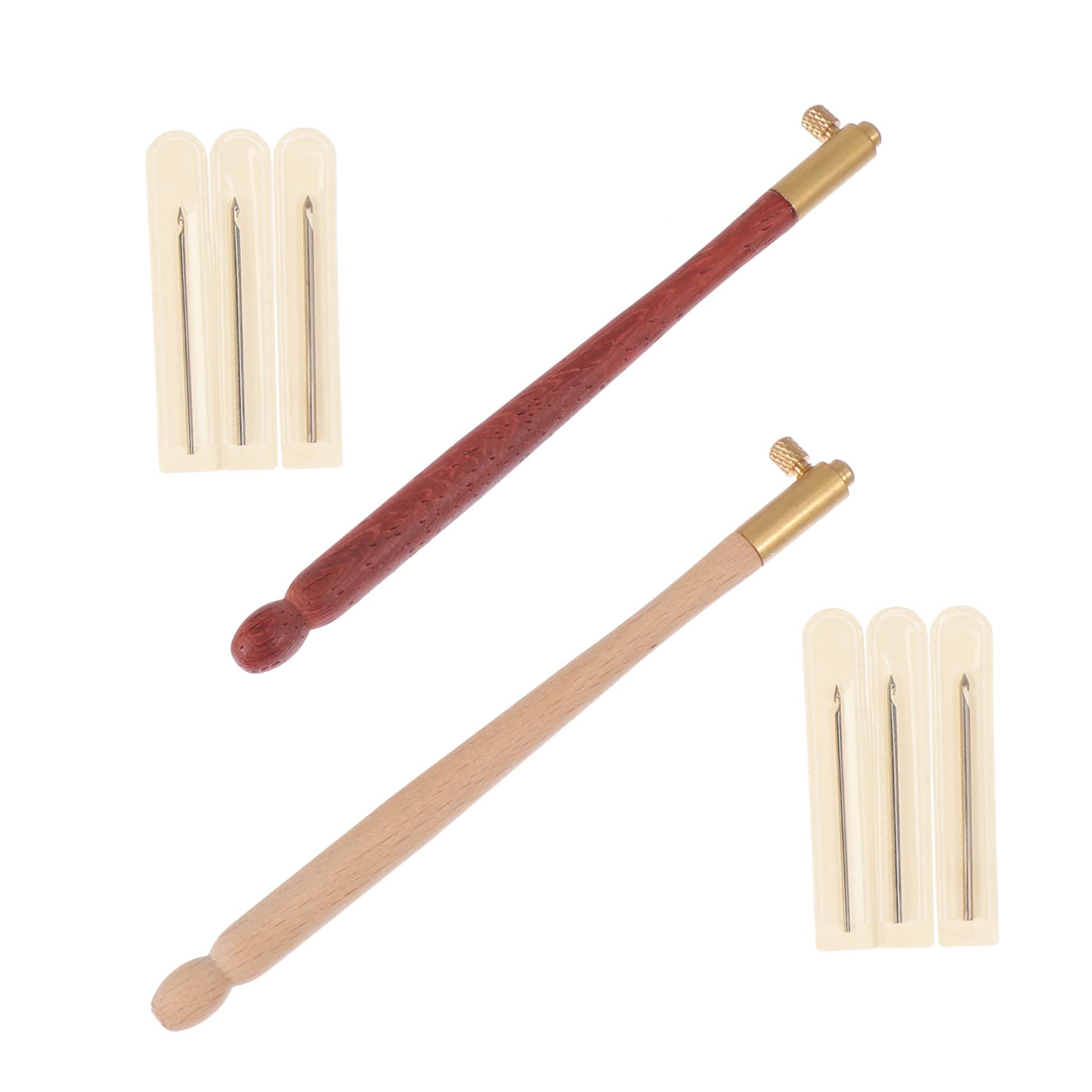 HOMSFOU 2 Sets DIY Embroidery Punch Knitting Tool Set of Stitching Needles Kit for Creative Needlework Durable Comfortable to Use for Unique and Craft Projects