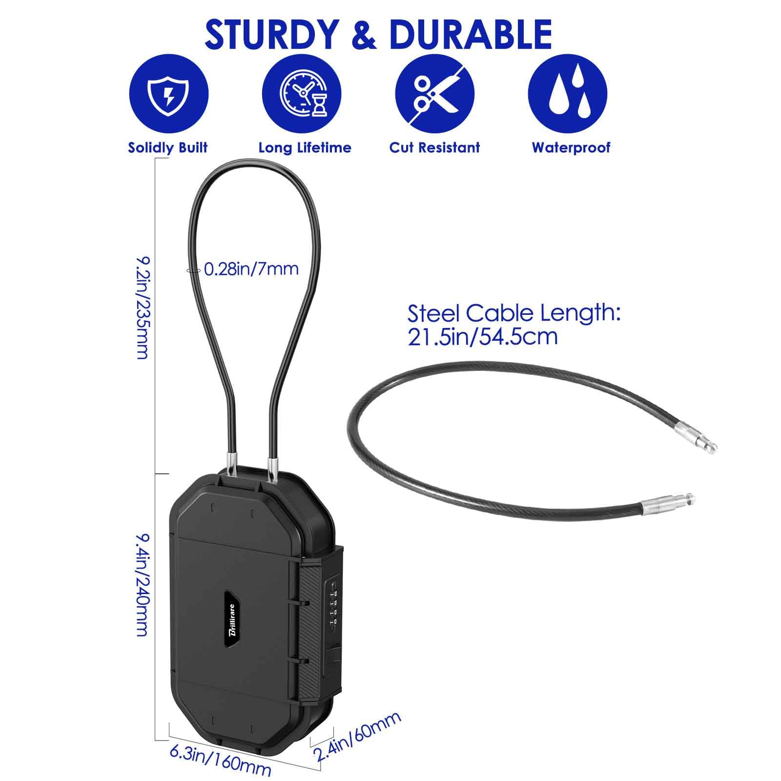 Boîte de verrouillage étanche, boîtes de sécurité portables à combinaison à 4 chiffres avec câble amovible, petite boîte de sécurité antivol, étui à argent liquide à code réinitialisable, cache-clés