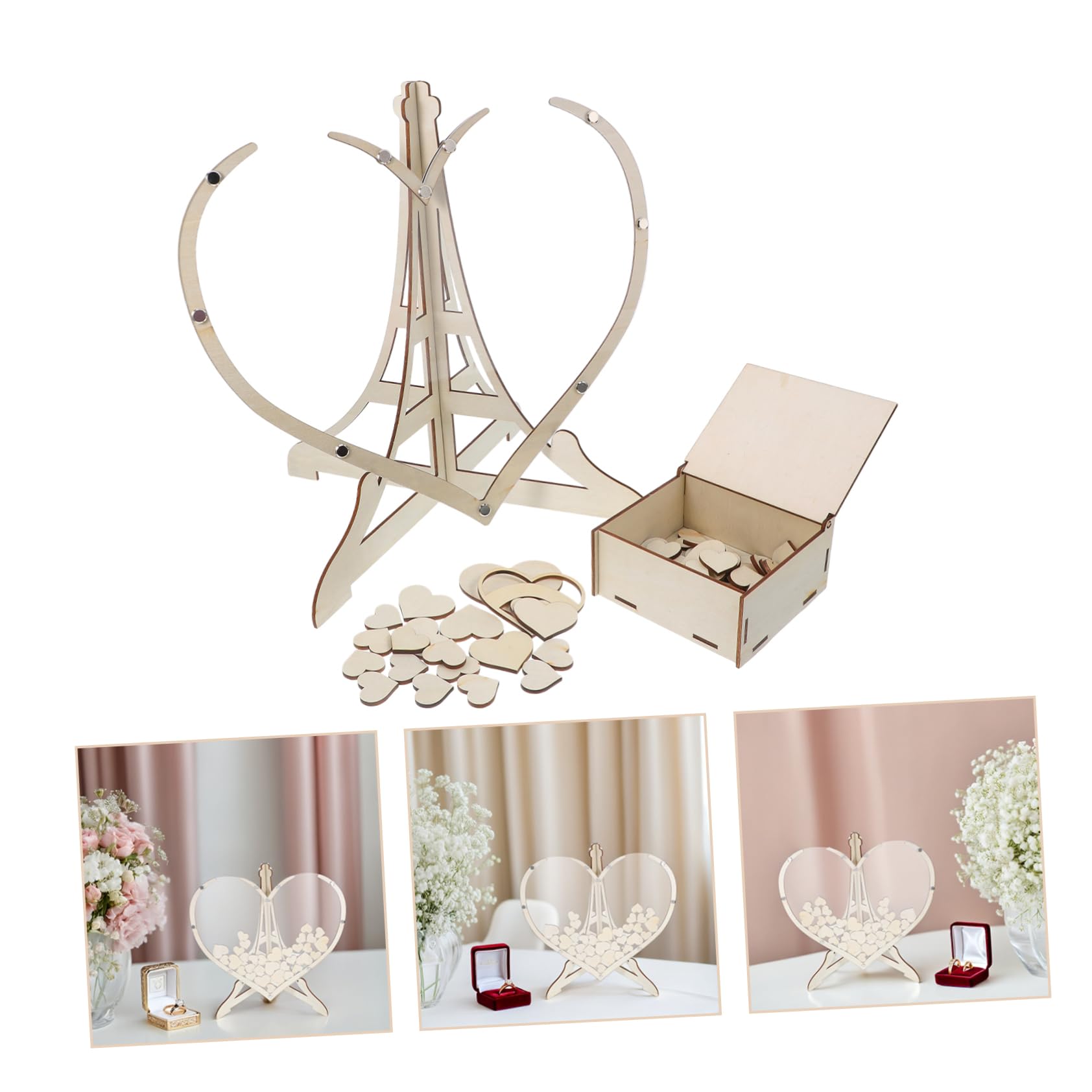 Alipis Caja De Mensajes De Madera Para Bodas Caja De Corazones De Madera Rústica Libro De Invitados Para Ceremonias Almacenamiento De Recuerdos y Mensajes Invitados Decoración De Bodas