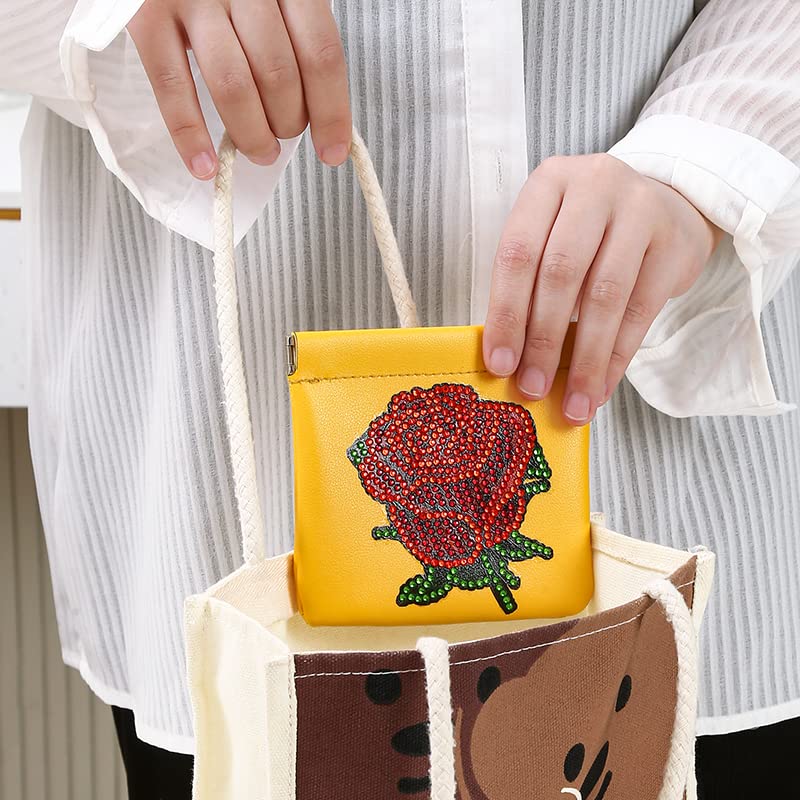 CHAOFAN 5D DIY Diamonds Painting Small Cosmetic Bag, Portable No Zipper Pocket Makeup Bag for Cosmetics Headphones Jewelry Storage 2