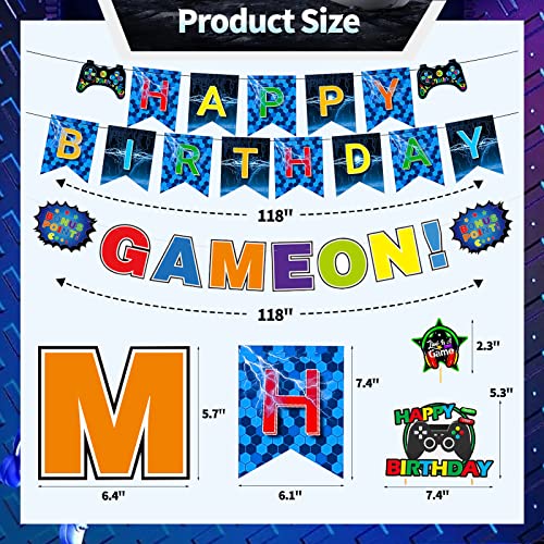 Gamer Birthday Decorations, Gaming Decorations Include Banner, Pennant Flag, Cake Topper, Balloons, Napkins, Plates, Forks, Spoons And Tablecloth, Video Game Party Supplies For Boys Kids Teens #TOP2