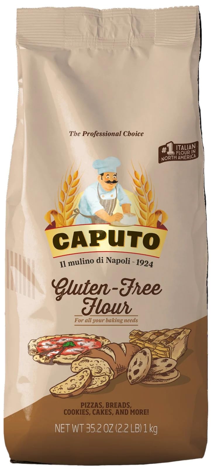 Antimo Caputo Gluten Free Pizza Flour 2.2lb - All Natural Multi Purpose Flour & Starch Blend for Baking Pizza, Bread, Pasta