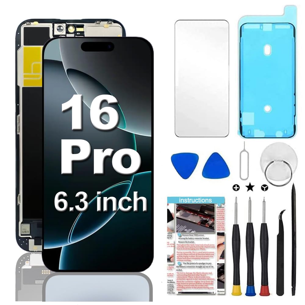 Photo 1 of Fixerman for iPhone 16 Pro Screen Replacement 6.3 inch, 3D Touch LCD Display Digitizer Assembly with Repair Tools - Model A3293,A3083,A3294,A3292