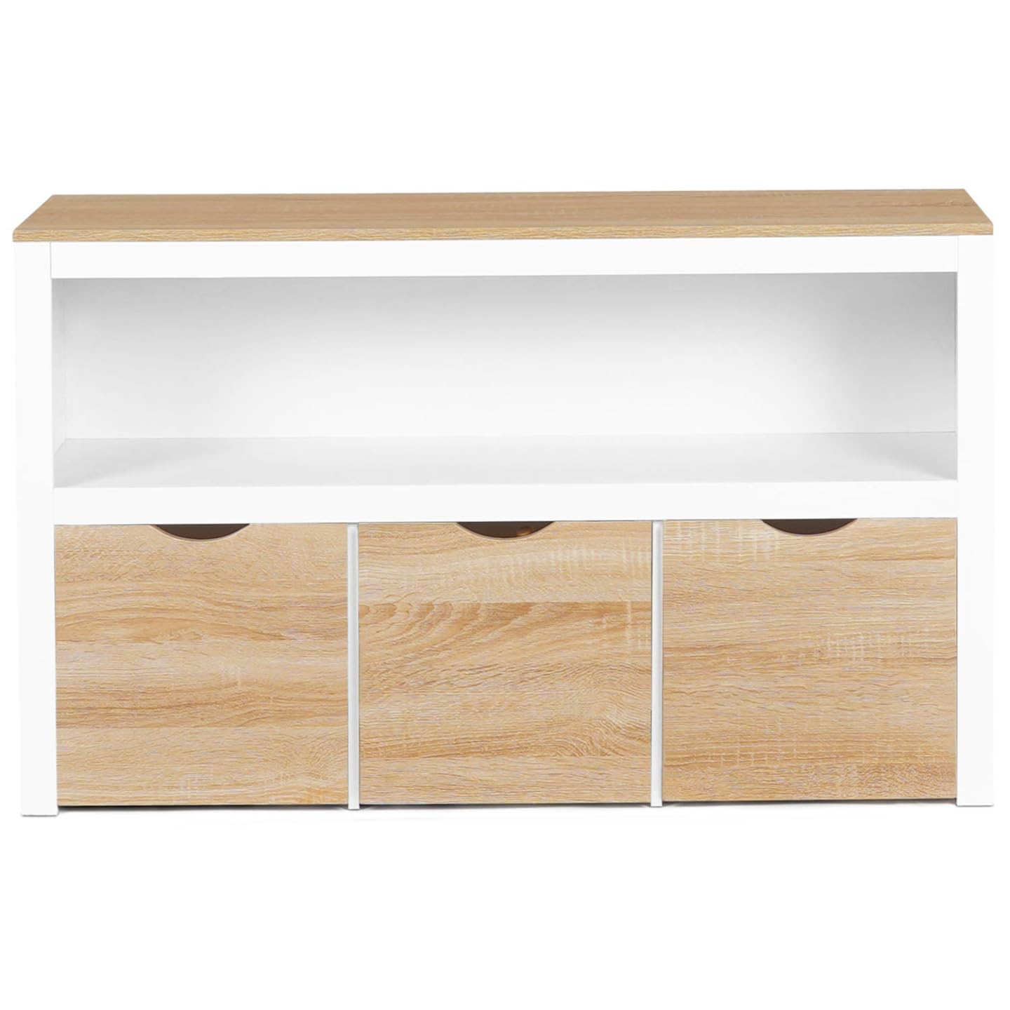 IDMarket - Contenitore per bambini MANA bianco e faggio con 3 cassetti a cubo su rotelle