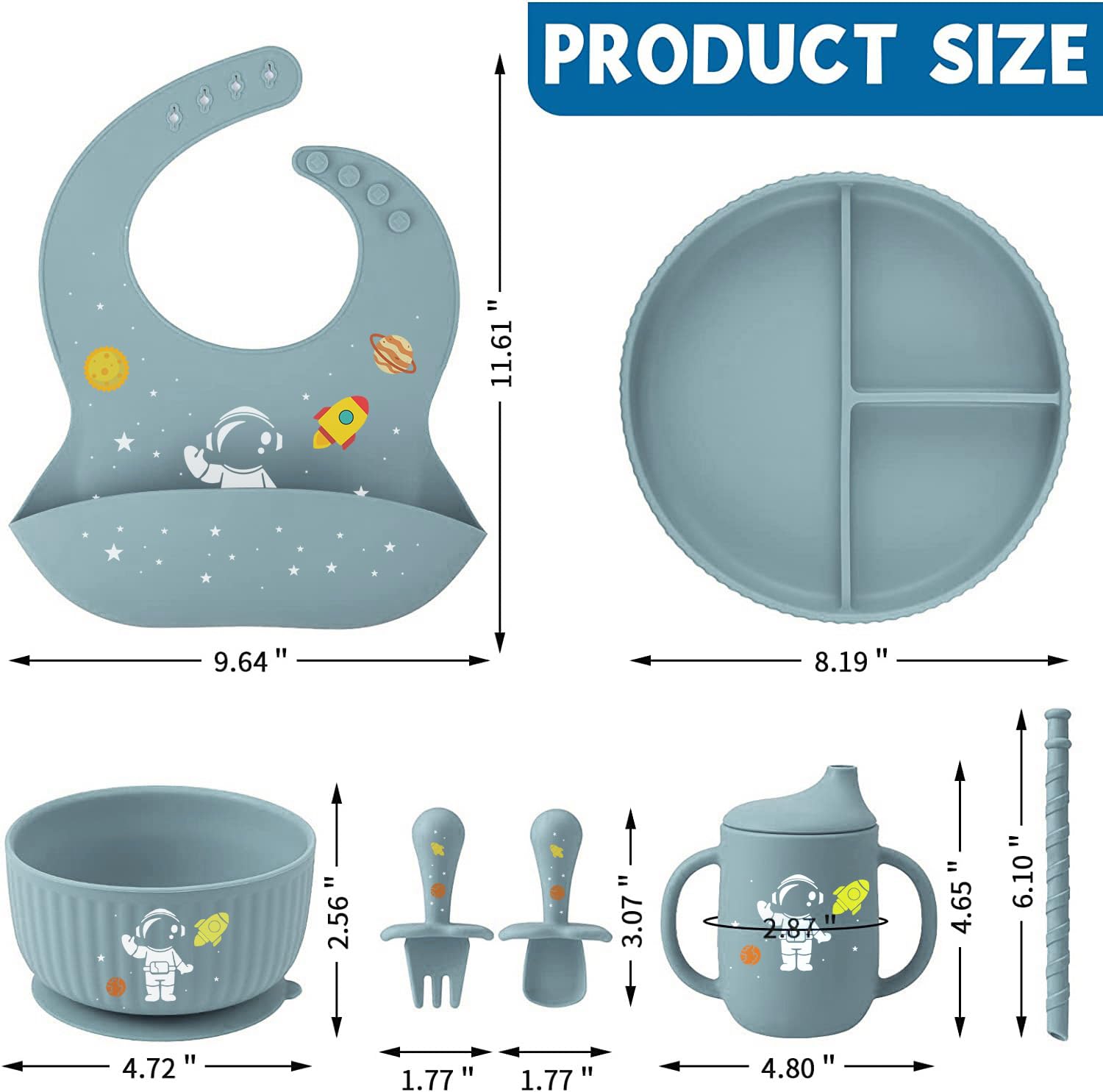 Baby Weaning Set including Pattern, Suction Bowls Sets, Silicone Baby Feeding Set - Image 2