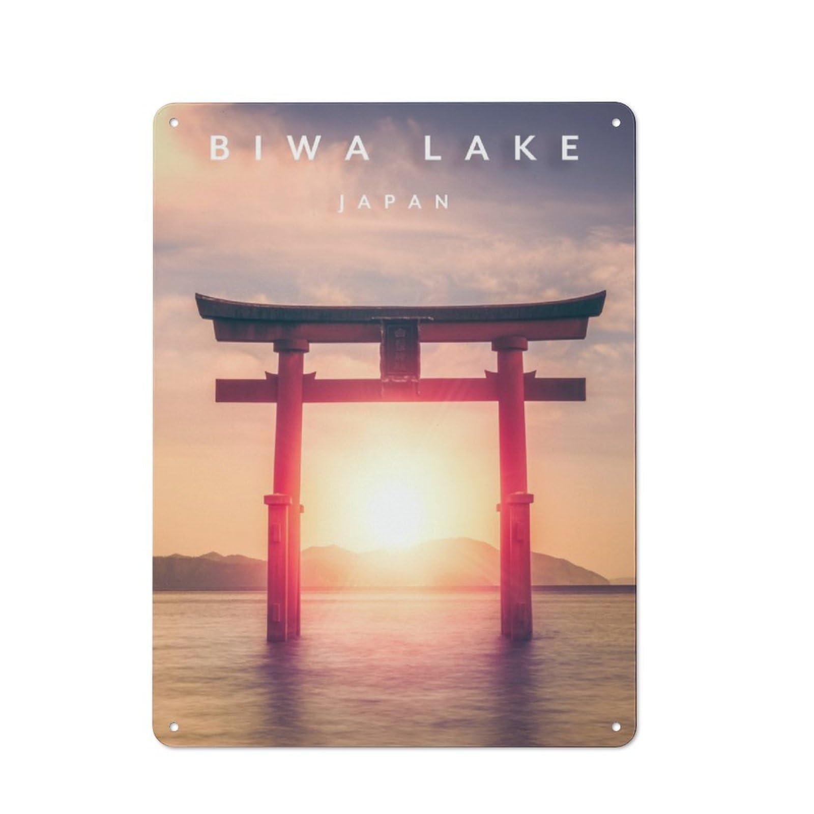 Junmoney Biwa Lake Japan Vintage Tin Sign 40X30cm For Guest Room Or Hallway, Suited To Home Decor Collectors