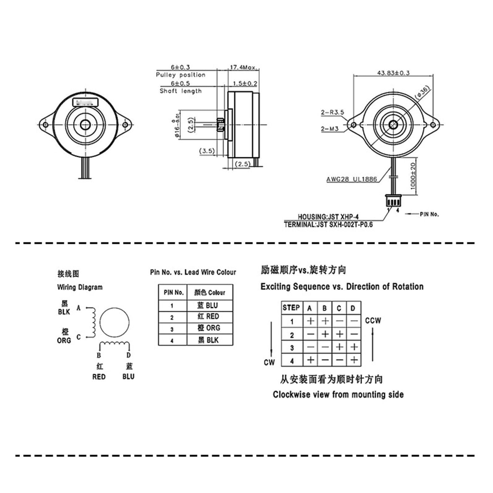 Pfannkuchen-Schrittmotor für den Außenbereich, 1,8° Schrittwinkel, 2 Phasen, 36 mm Durchmesser mit 10 Zahnrädern für Orbiter V1.5 V2.0 Extruder