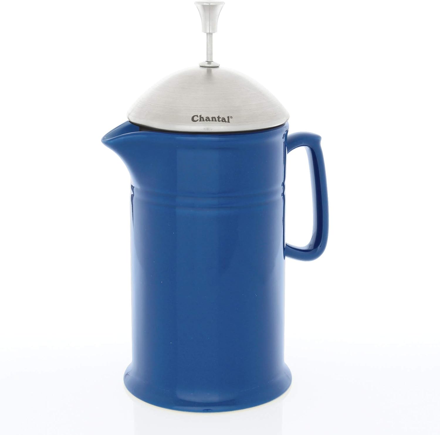 Chantal Stoneware French Press with Stainless Steel Plunger and Lid, 28 ounce capacity, Blue Cove