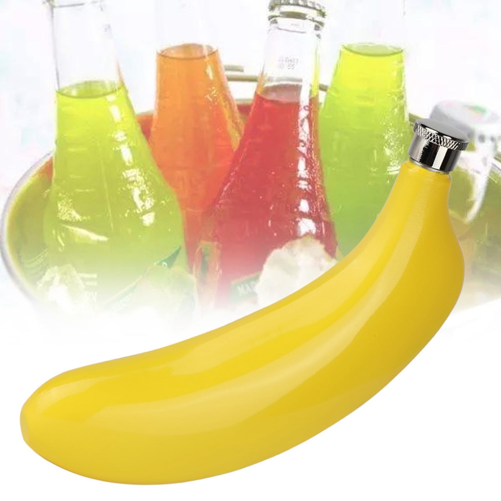 Kieszonkowa butelka na whisky, 140 ml, 16 x 8 x 3,3 cm, w kształcie banana, na alkohol, kieszonkowa butelka z lejkiem, szczelne piersiówki, do podróży, wędkowania, wędrówek