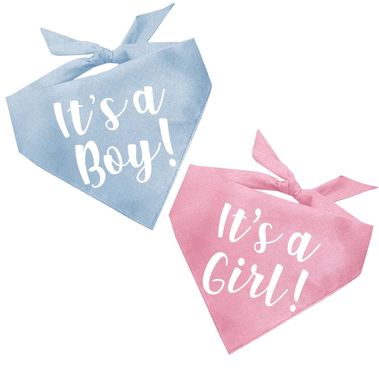 It's A Boy & It's A Girl Dog Bandana Set | Gender Reveal | Baby Announcement Photoshoot Prop | Baby Pink & Baby Blue | Pack of 2 | One Size (57) GB