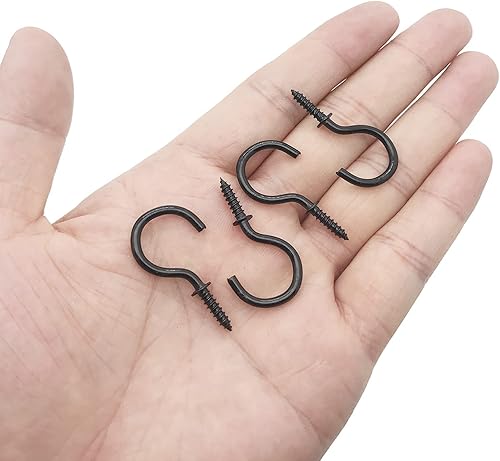 Miniatura 7 de Ganchos de rosca de 12 pulgada, 120 ganchos de metal niquelados, ganchos de techo, color negro