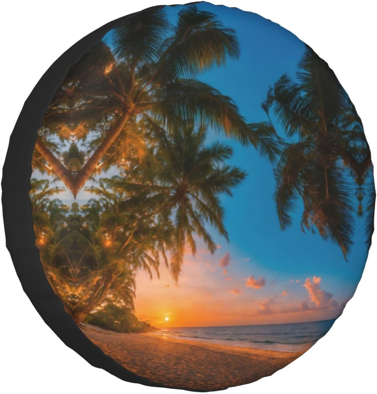Sunset Hawaiian Palm Tree Print Tire Cover Universal Spare Wheel for Trailer Rv SUV Truck Camper Travel Accessories