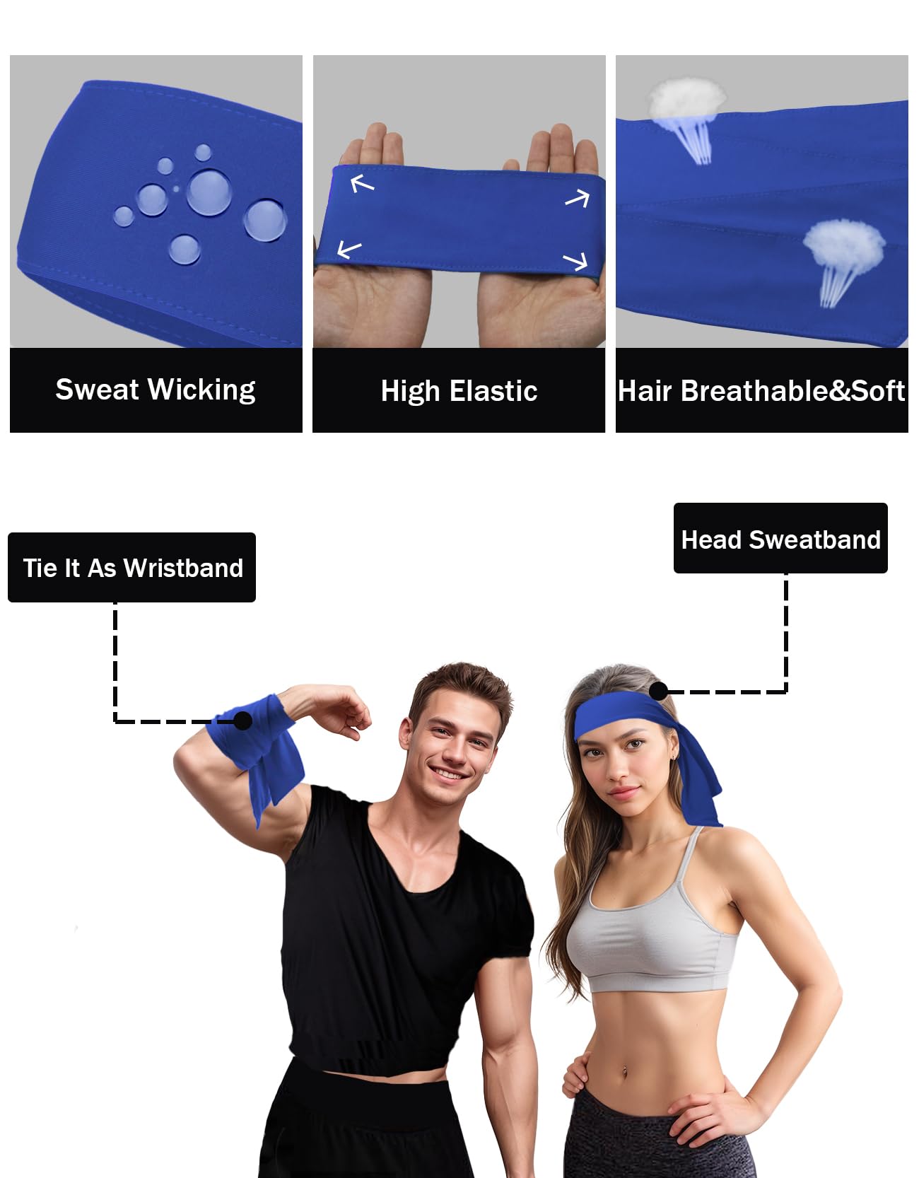 Fascia per la testa, da tennis, traspirante, per karate ninja, corsa, per uomini, donne, bambini, ragazze e ragazzi