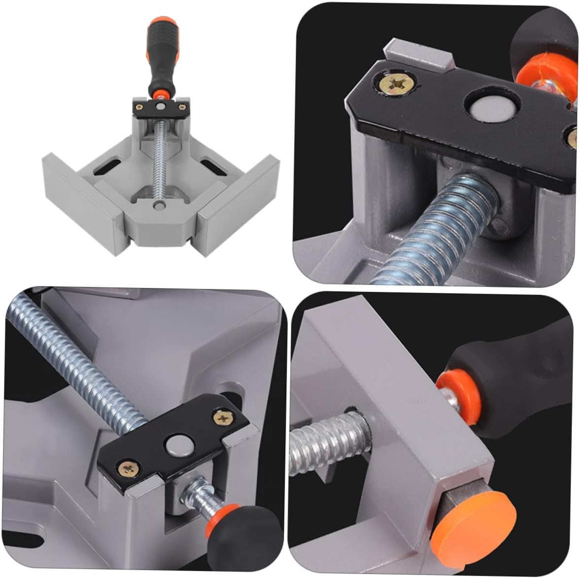 Small Metal 90-degree Corner Clamp for Woodworking, Table Clamp with Aluminum Handle, Right Angle Workholding Tool for Cabinet and Picture Frame Assembly