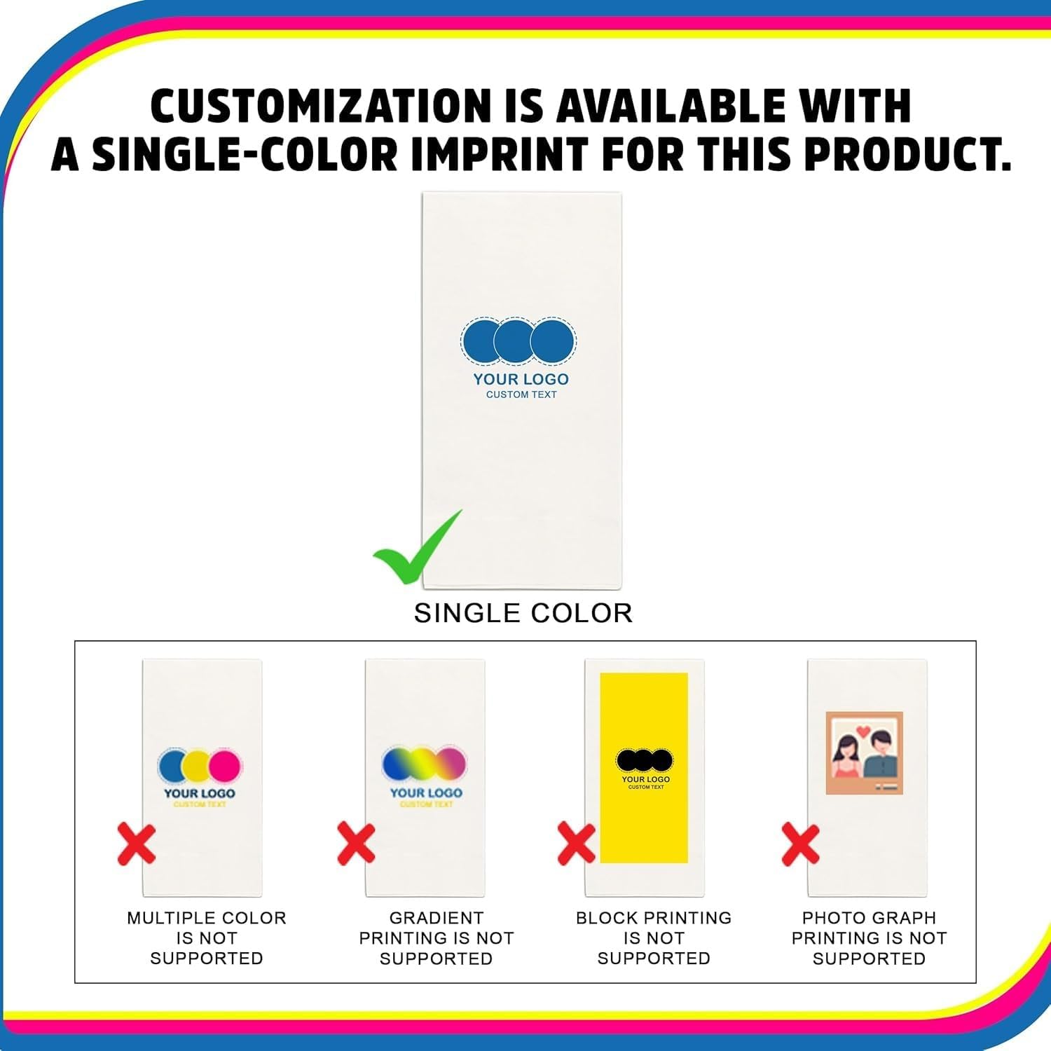 Custom Airlaid Linen-Like Buffet Guest Napkins - One Color Imprint for Banquets, Weddings, Galas, and Events