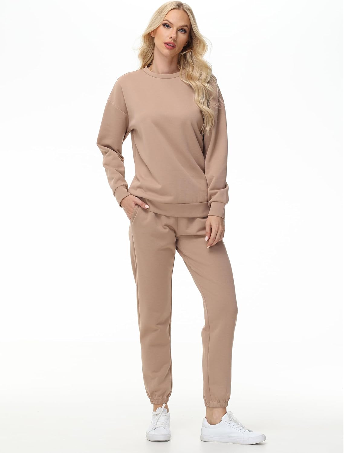 ZTN Women's 2 Piece Lounge Set Travel Airport Outfits Comfy Sweatsuit Set Baggy Sweatpants Fall Fashion with Pockets - Image 3