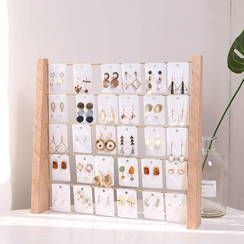 GemeShou Estante organizador de joyas de haya de 5 niveles estante de almacenamiento al por menor soporte de exhibición de pendientes de madera con