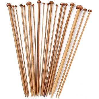 Bamboo Knitting Needles, Yarn Needles, Hand Knitting Needles, Set of 36, Knitting Needles, Bamboo Balls, Knitting Needles, 18 Sizes, Length, Carboned, Bamboo, Basic Introduction Kit, Craft Supplies