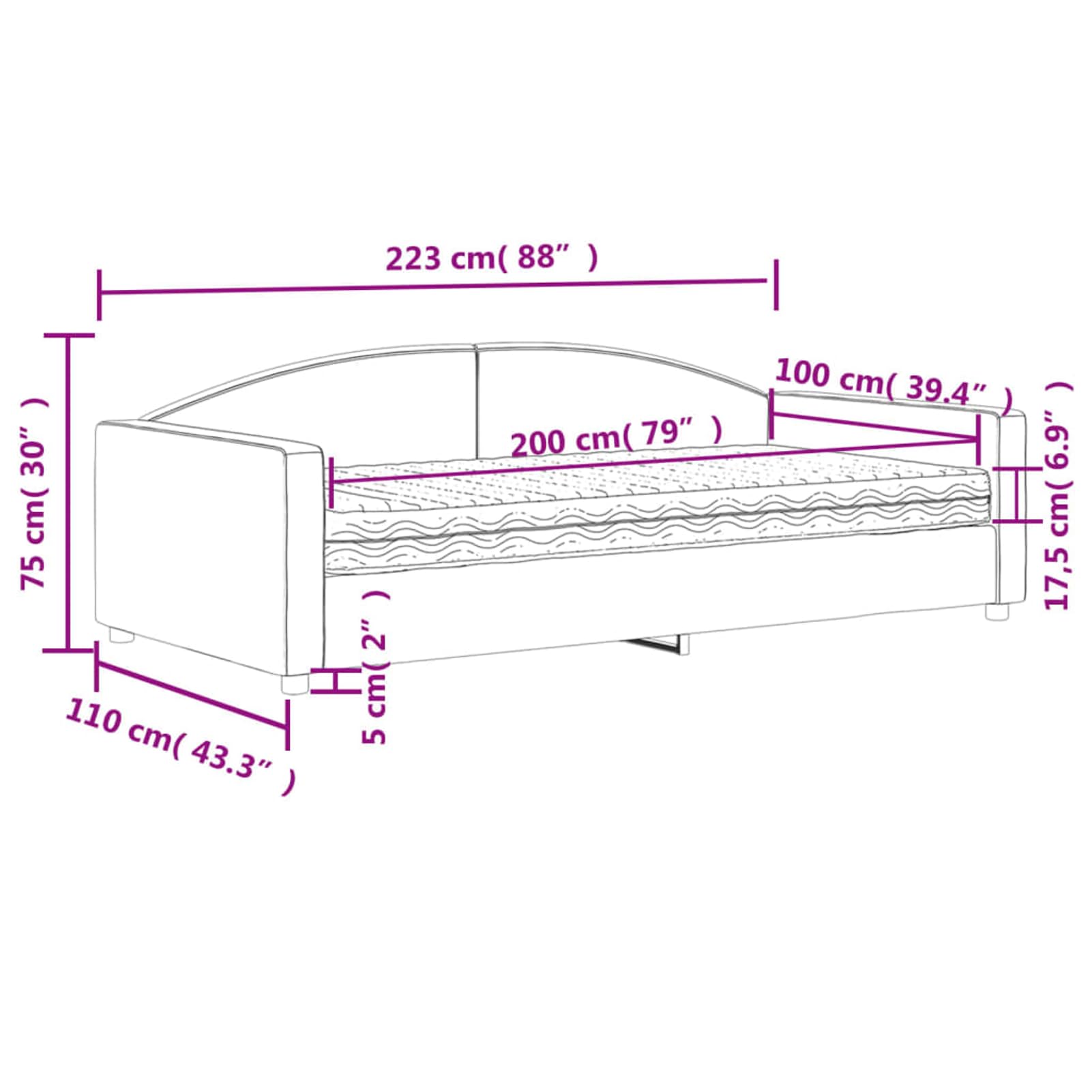 ATOMSTACK MAKER Sofa Cama Diario 2-en-1 Gris Claro 100 x 200 cm Con Colchón de Espuma Incluido, Estructura de Madera y Metal, Ideal para Salón o Dormitorio de Invitados, Fácil Montaje