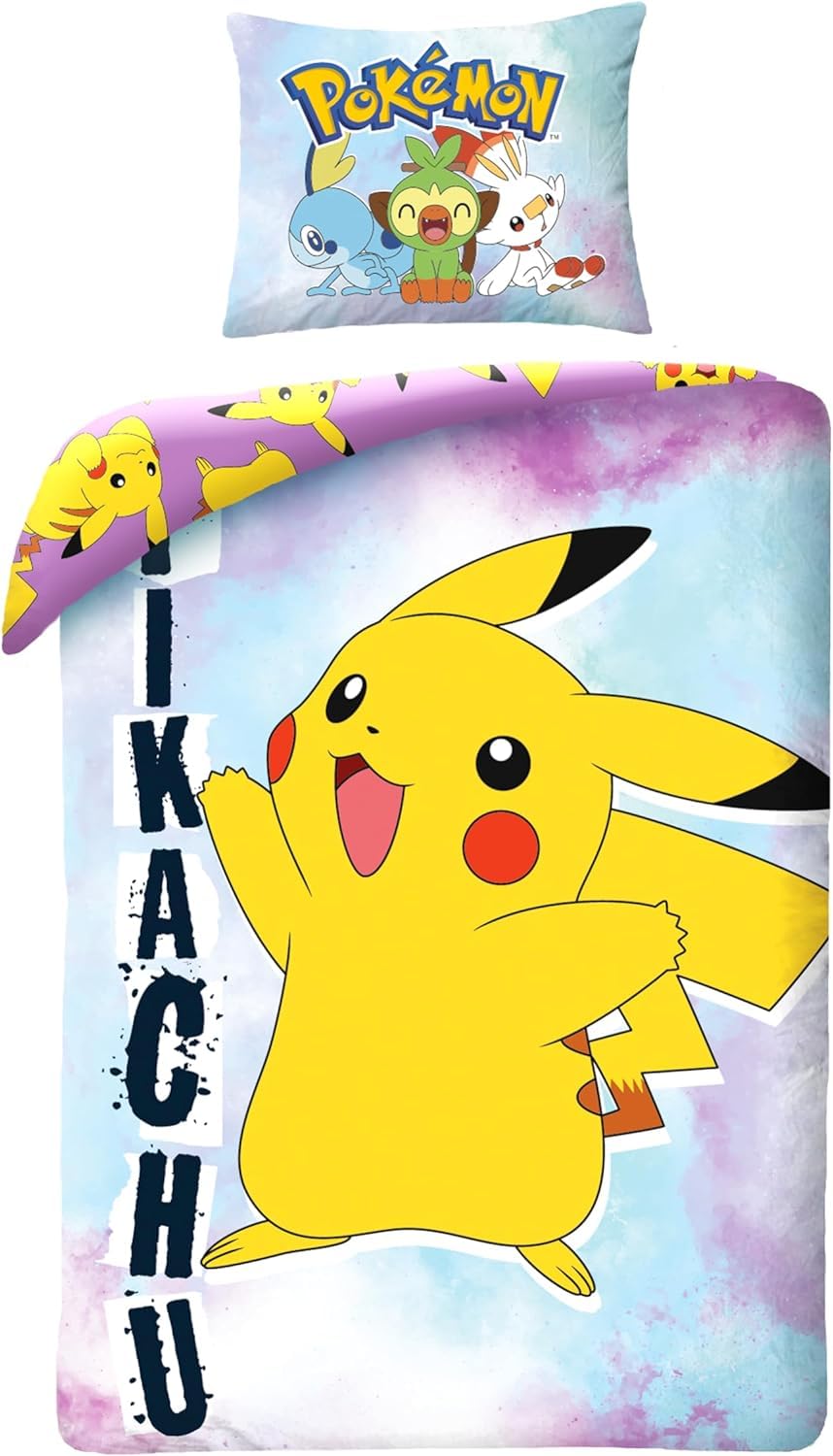 Funda nórdica infantil Pokémon reversible de algodón para cama individual de 90