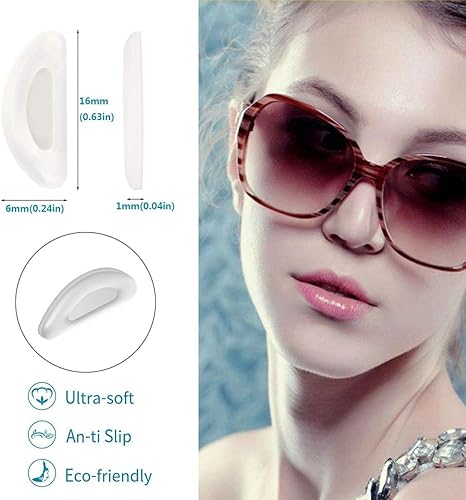 Miniatura 2 de Almohadillas de nariz para gafas, almohadillas adhesivas antideslizantes para la nariz, cojín de silicona suave para lentes, anteojos, lentes