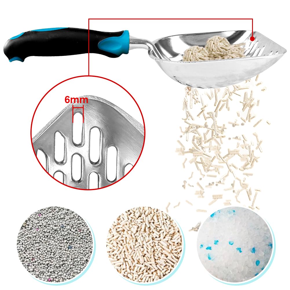 Cat Litter Scoop,Mesh Shovel,Stainless Steel Metal Scoop,Poop Sifting,Mesh Shovel,Suitable for Cat Litter Box(Black) - image 3