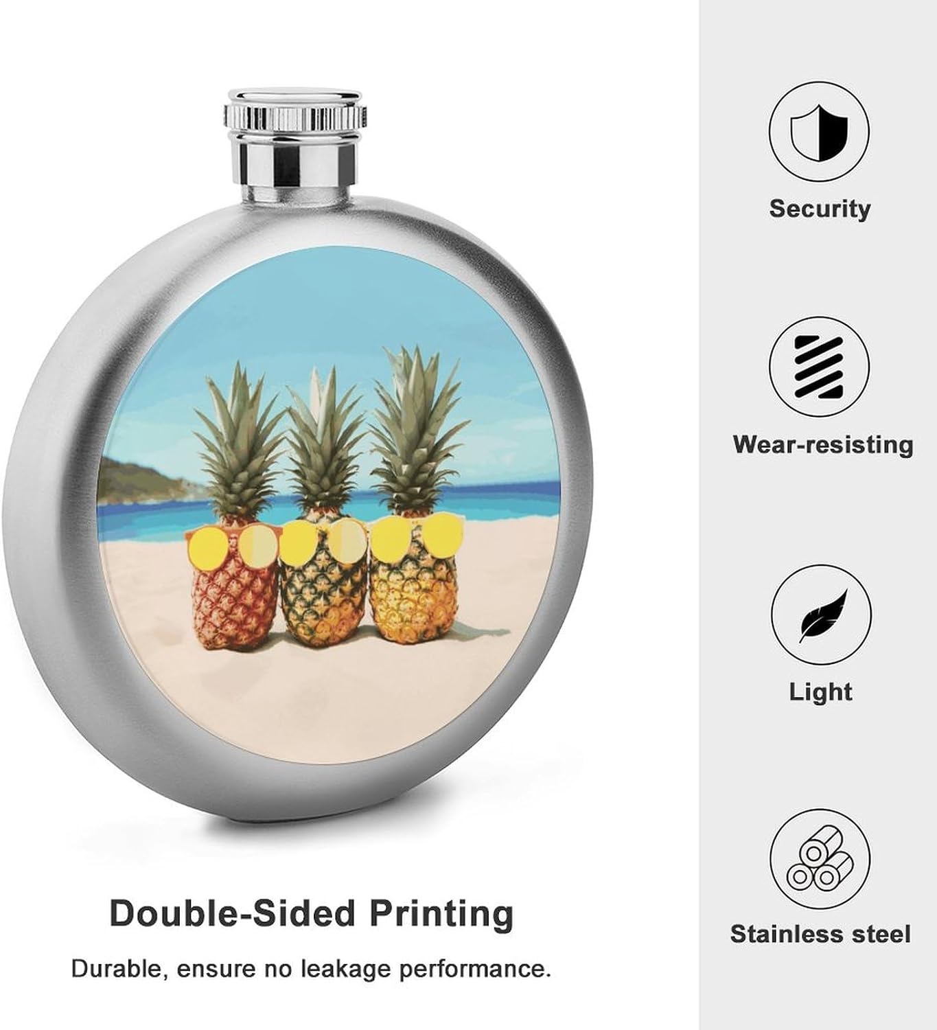 Geometric Pineapple Hip Flask 5 Oz Round Stainless Steel Mirror Polished Wine Pot Portable Pocket Wine Whiskey Flask Small Drinking Flasks Drinkware for Men Women