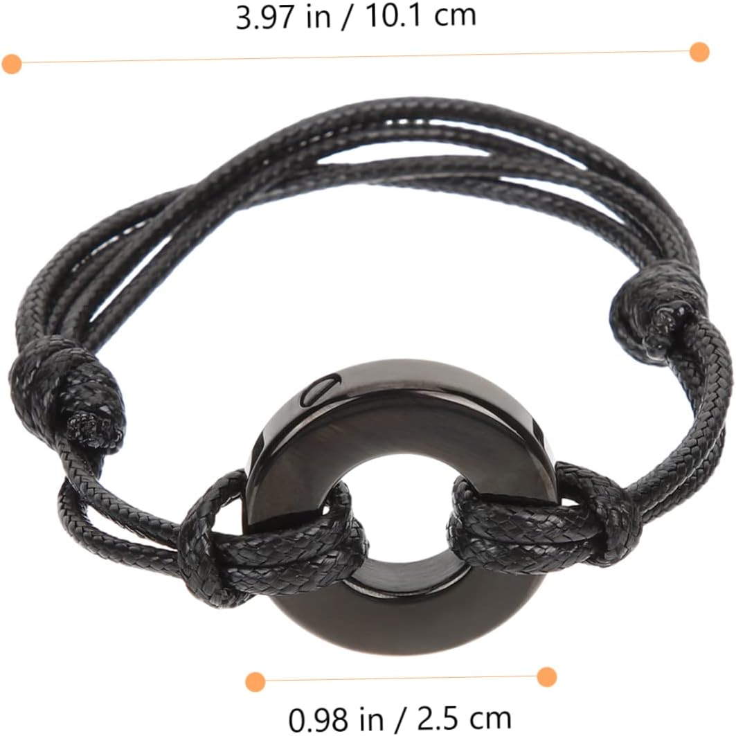 BESPORTBLE 5pcs Ashes Urn Bracelet for Memorial Keepsakes Woven Cremation Wristband Stainless Circle Handcrafted Bracelet for Ashes of Loved Elegant Black Design