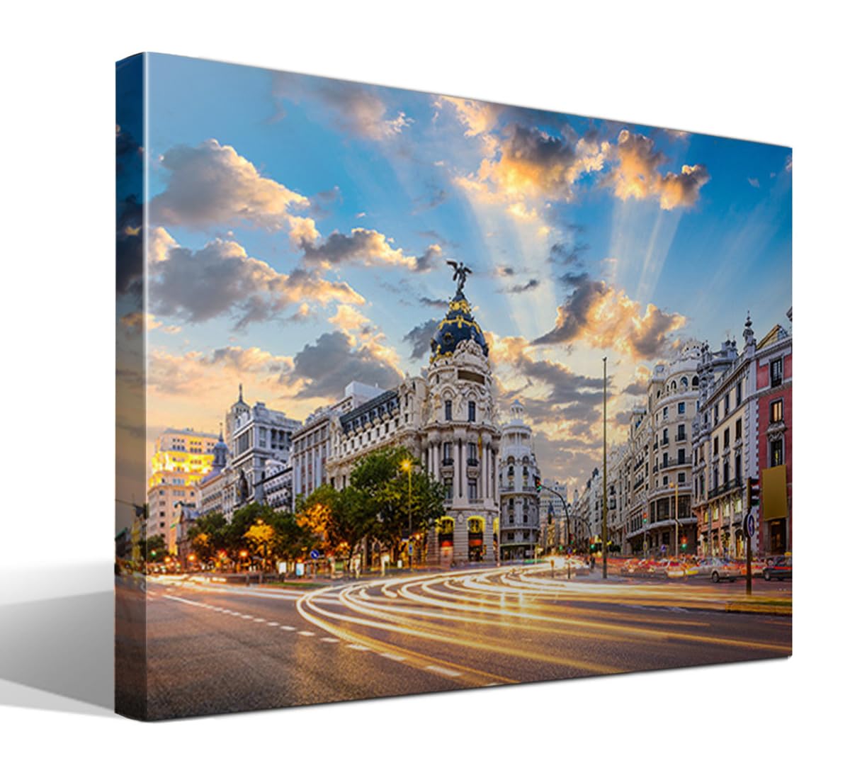 Calle de Alcalá de Madrid - Fotografía Urbana | Cuadro Canvas Wall Art | Impresión Giclée lienzo algodón puro | Bastidor 3cm | 55x75cm