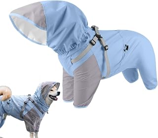 Dog Raincoat | Lightweight Rain Jacket For Puppies | Adjustable Fit Reflective Top For M To XL Dogs And Puppies In Rain Weather Walking | Andningsbar Regnjacka för Medelstor Hund För Alla Raser Regniga Dagars Utomhusäventyr Daglig Resa
