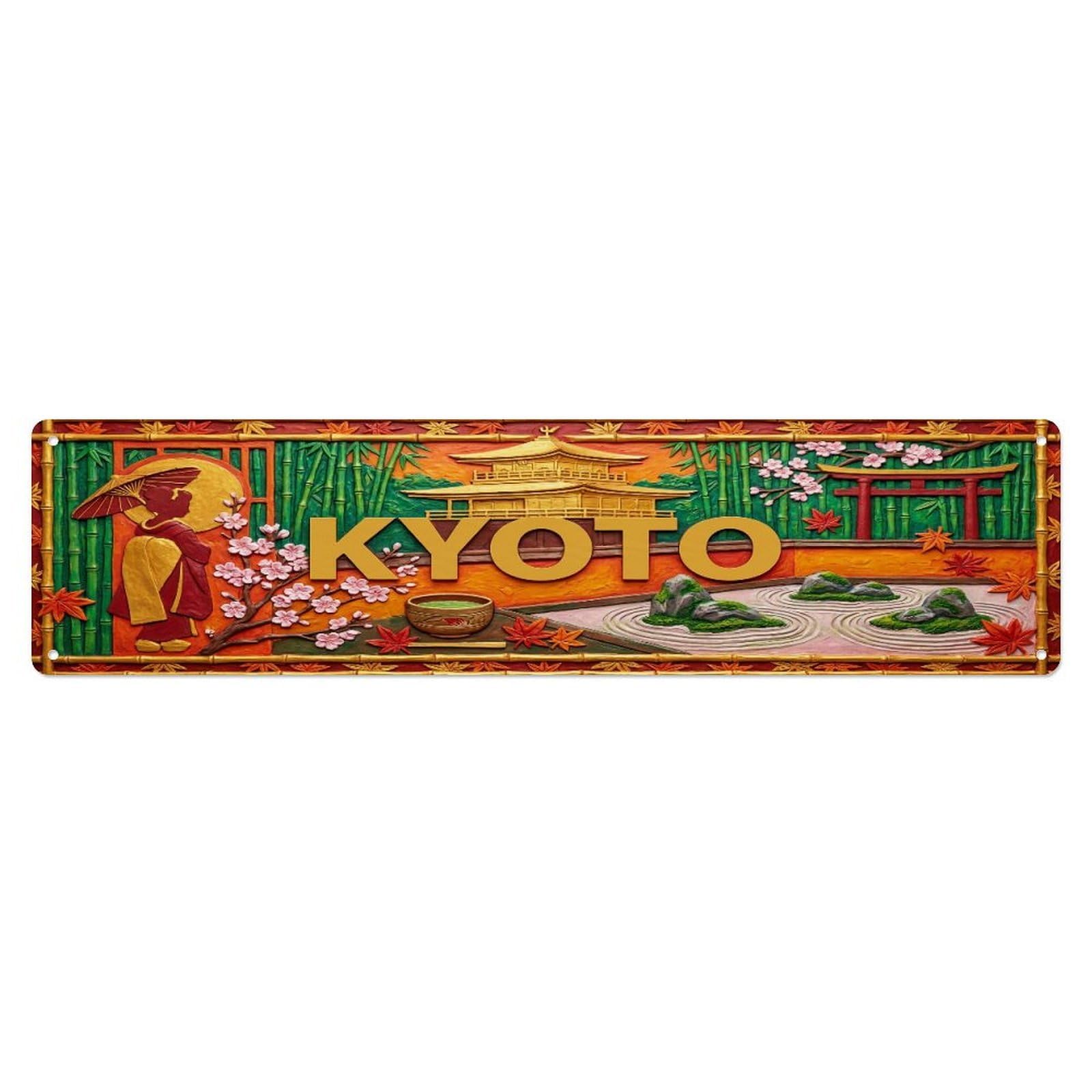 Xanthor Style Metal Tin Sign Vintage Kyoto Japan Flag Pattern