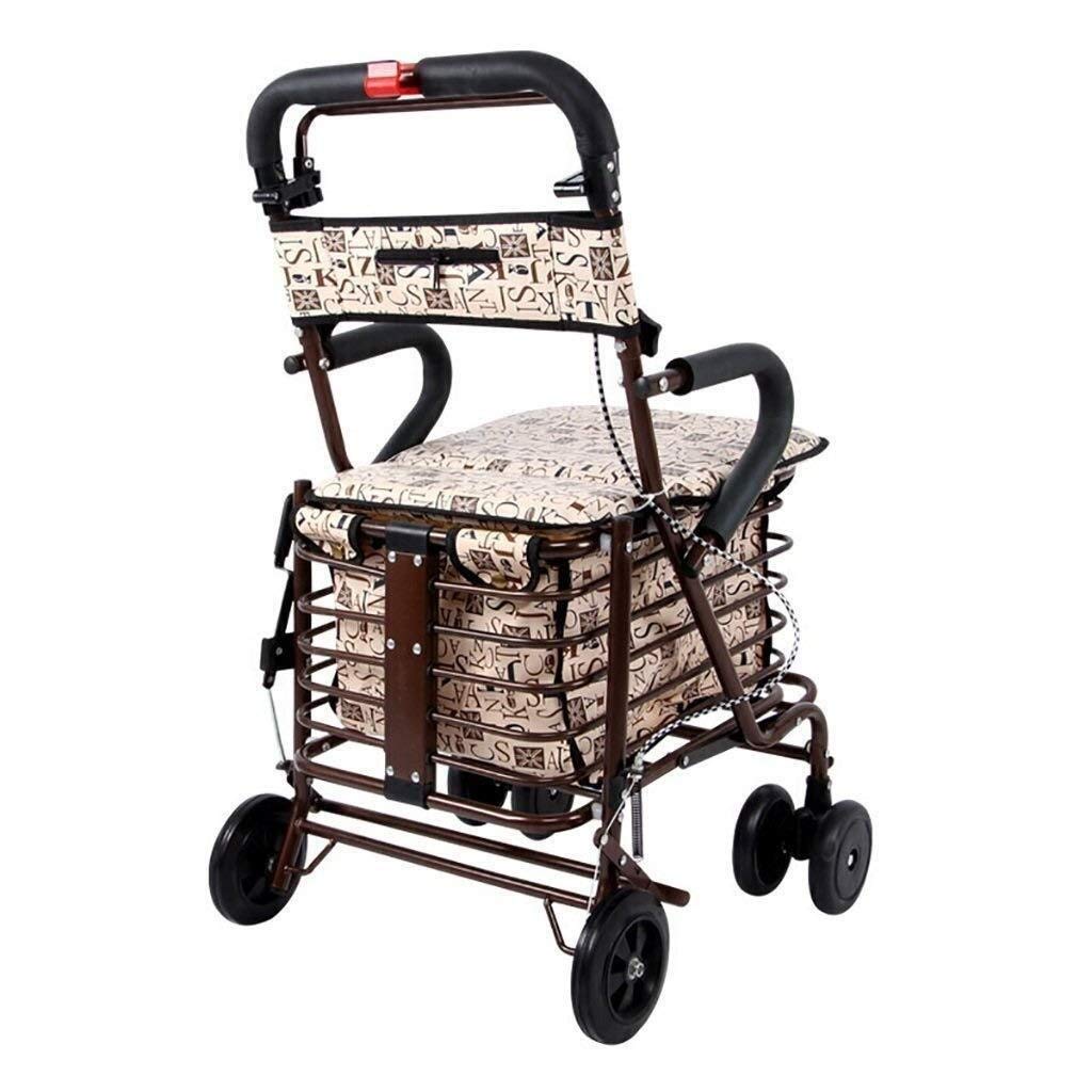 ADITAM Rollator ze składanym siedziskiem Chodzik czterokołowy z siedziskiem Chodzik dla osób w podeszłym wieku Chodzik na zakupy Pedał Wózek na zakupy Rollatory 4 koła z siedziskiem Double the comfort