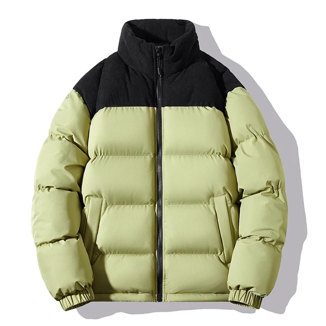 Piumino da uomo Inverno Blocchi di Colore Addensato Caldo All'aperto Stand Up Collar Cappotto Coppia Vestiti Imbott