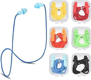 6Pairs Soft Silicone Ear Plugs for Sleeping with Individual Case, Reusable Noise Reduction EarPlugs with Cord, Noise Canceling Ear Plugs for Sleeping Reading Snoring Swimming Hearing Protection