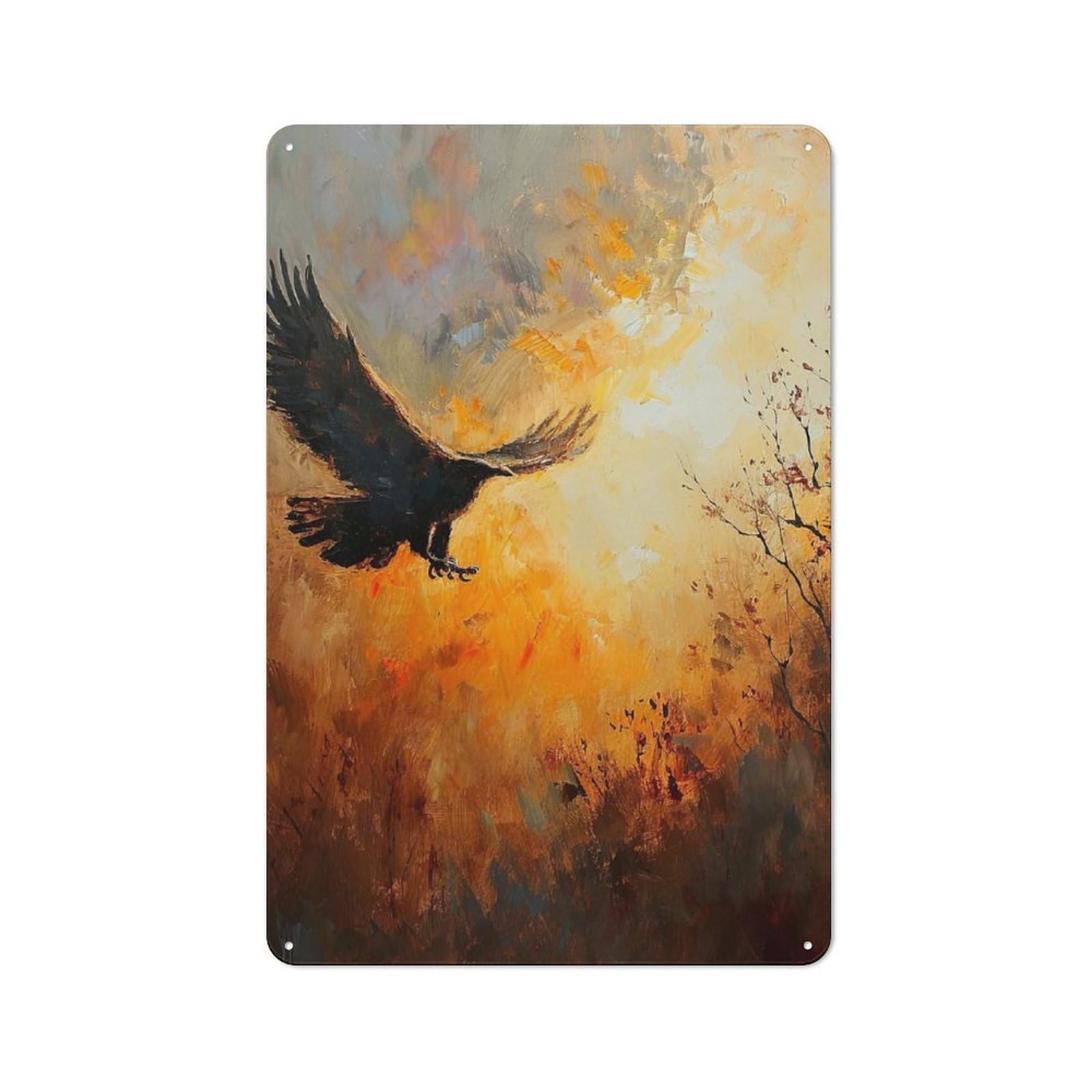 Junmoney Eagle In Flight Oil Painting Metal Sign 30X20cm With For Pub Or Café, Retro Decor, For Cooler-Month Interiors With Retro Character